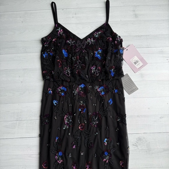 NWT NORDSTROM JS COLLECTIONS Beaded Blouson Gown Black Size 6 - Picture 4 of 13